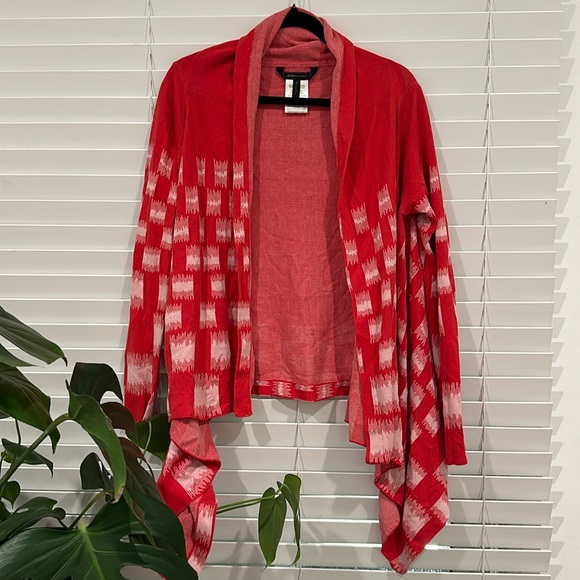 BCBG Maxazria ✨ Red Pink Cardigan Business Size Medium Large M/L - Picture 1 of 4